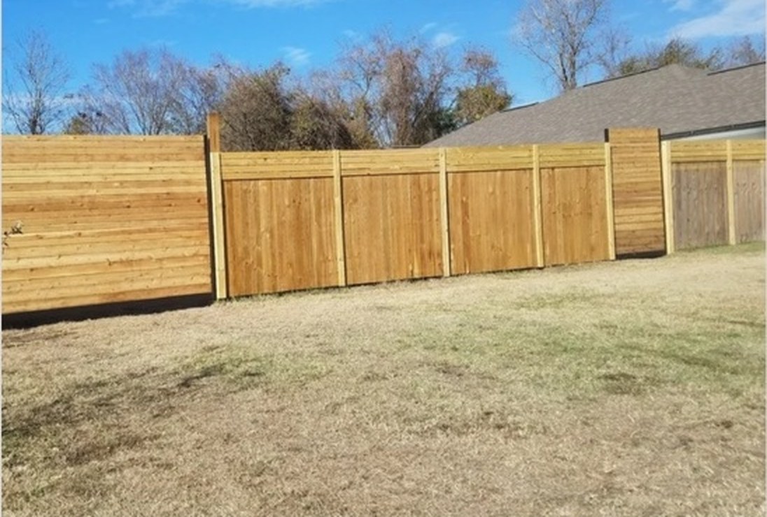 White Hog cedar privacy fence and matching custom walk gate