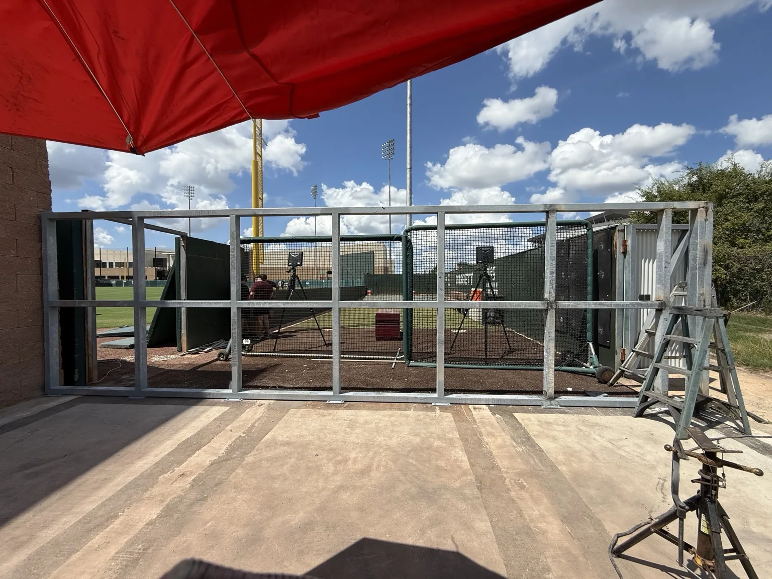 Large galvanized rectangular steel frame fabricated with welded cross rails